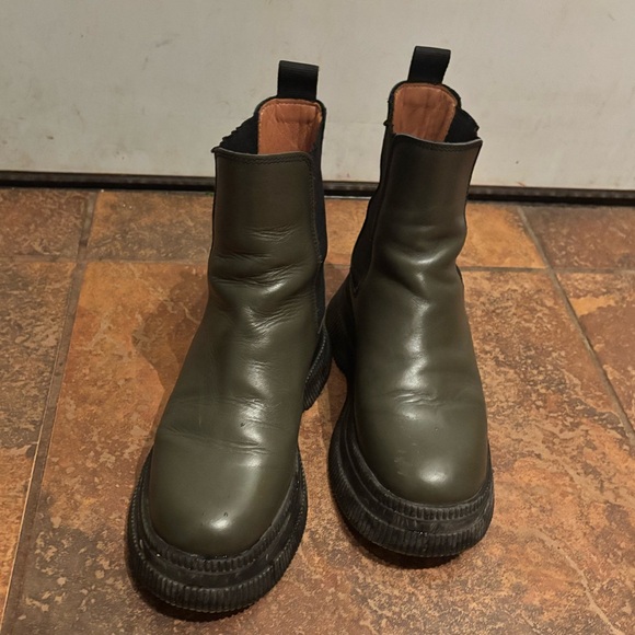 GANNI LEATHER CREEPER BOOTS - Picture 2 of 6